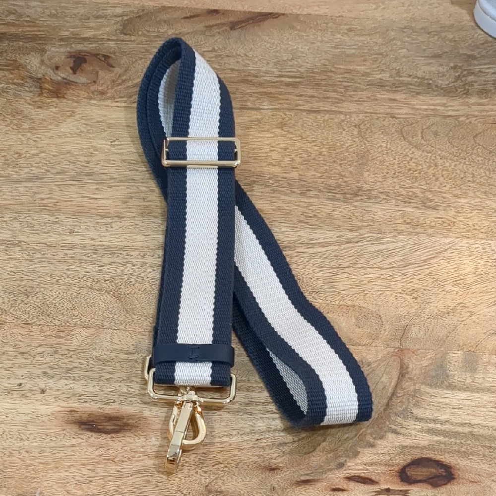 NWOT! Navy and Cream Adjustable Strap with Gold Hardware